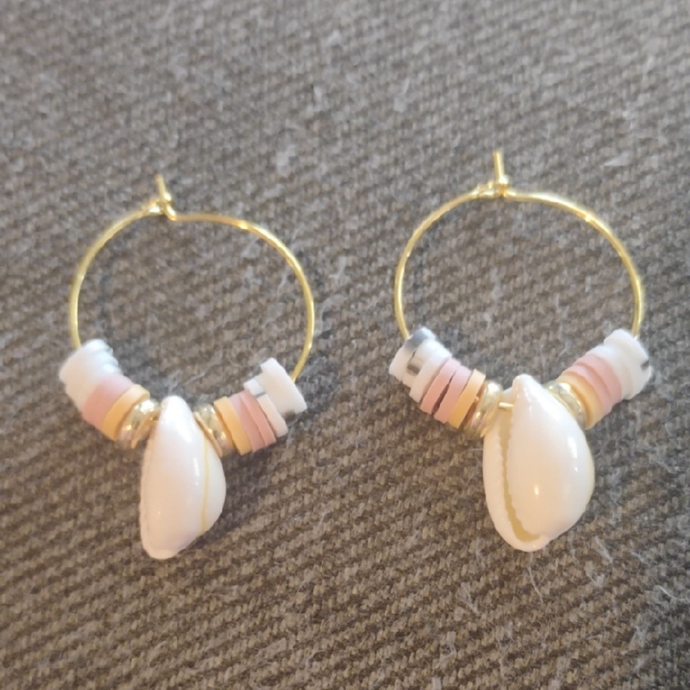 Gold and Pink Geometric Earrings